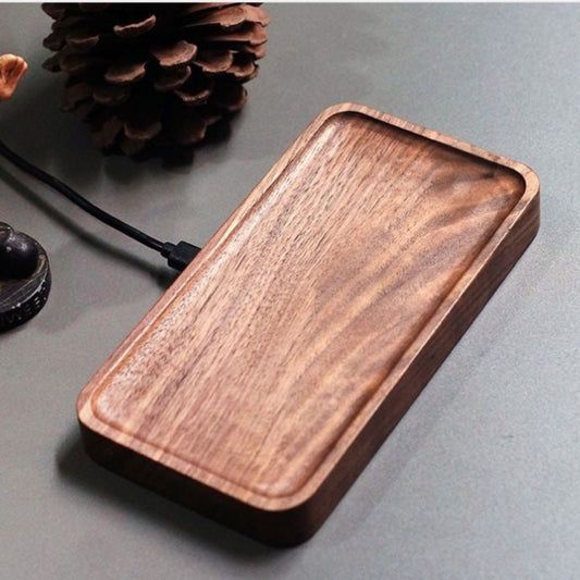 Walnut Wireless Charging Tray, side outlet design