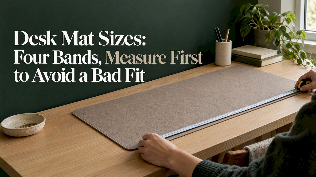 Desk mat measured across its width