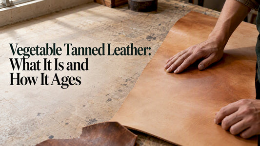 Pale leather panel with darkened patina