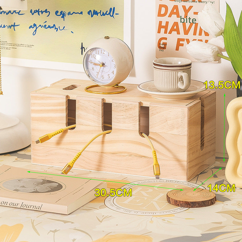 Solid Wood Cable Management Box in Natural finish
