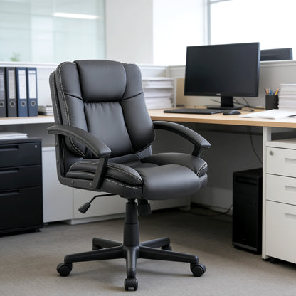 Classic Leather-Look Desk Chair at a desk
