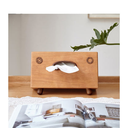 Solid Wood Tissue Box, front view
