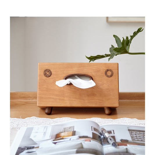 Solid Wood Tissue Box, front view