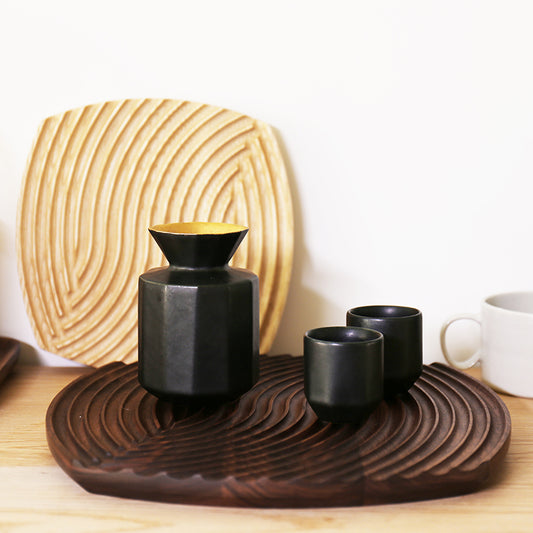 Solid Wood Catch-All Tray in ash with tea set
