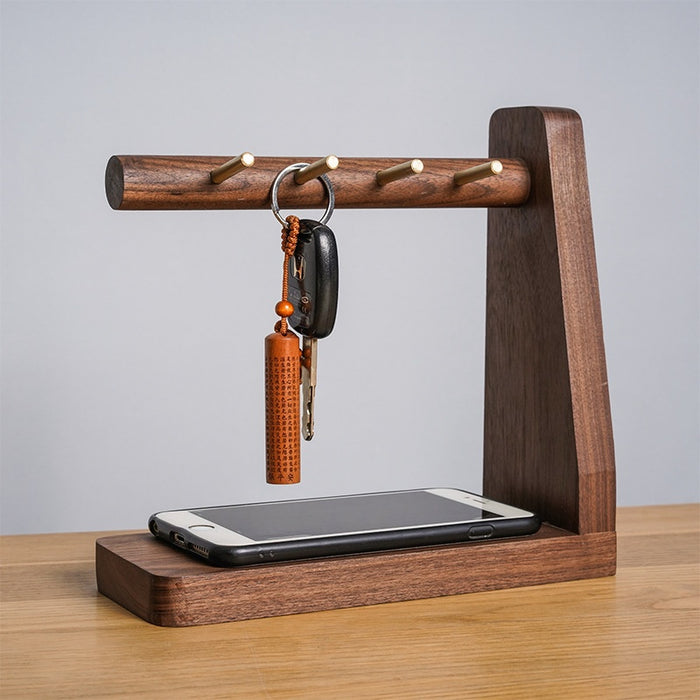 Brass and Walnut Key Hook