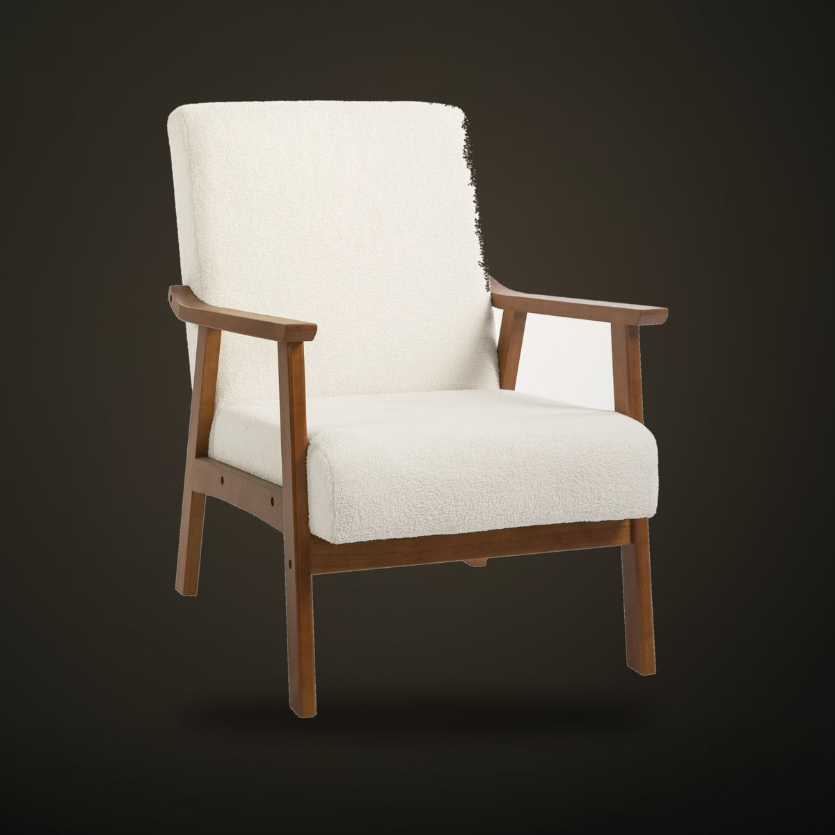 Mid-Century Boucle Accent Chair in cream