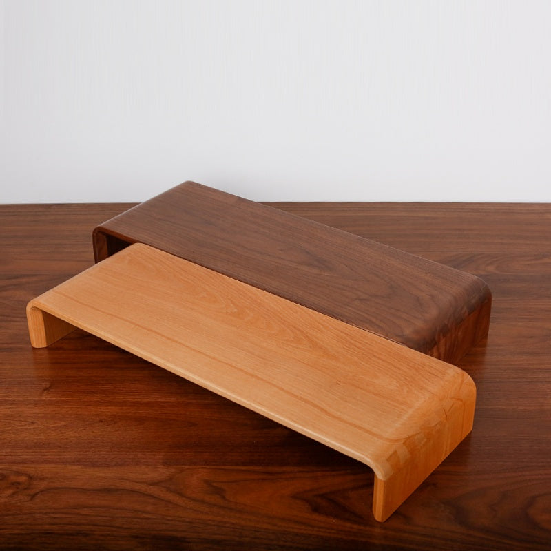 Solid Wood Monitor Riser on a walnut desk