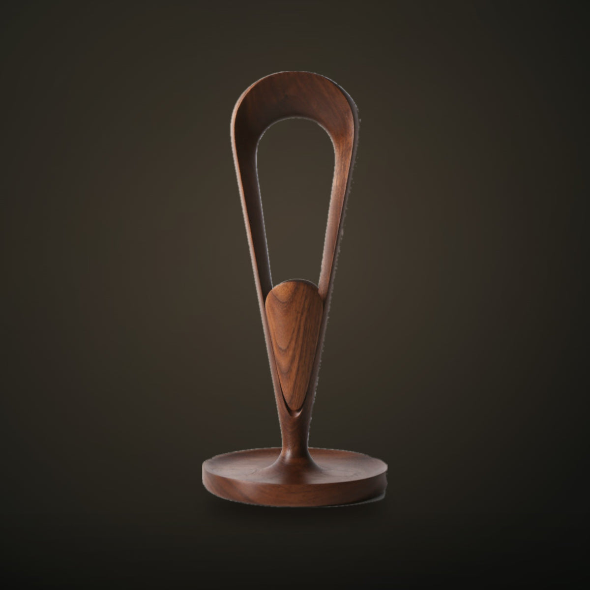 Solid Wood Headphone Stand in black walnut, with cable winder
