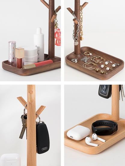 Valet Desk Lamp, tray and hooks in use