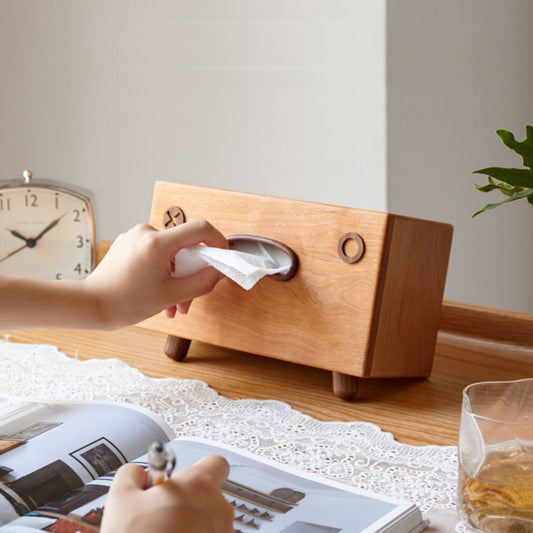 Solid Wood Tissue Box on a desk