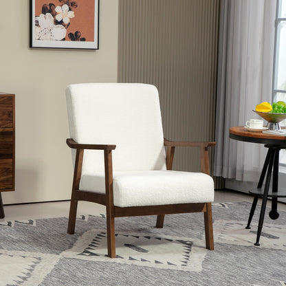 Mid-Century Boucle Accent Chair in a living room