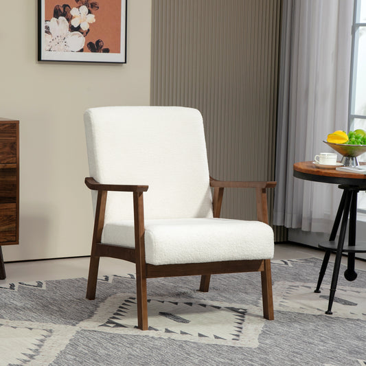 Mid-Century Boucle Accent Chair in a living room
