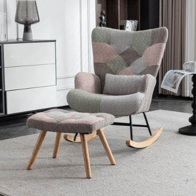 Wingback Rocking Chair with footstool in a living room