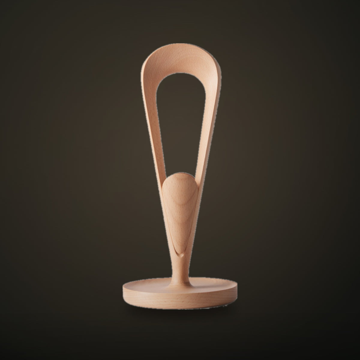 Solid Wood Headphone Stand in hard maple, with cable winder