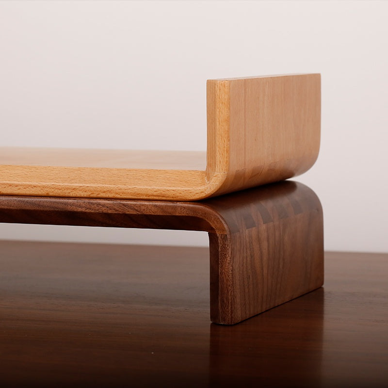Solid Wood Monitor Riser, curved corner detail