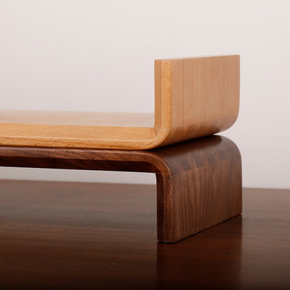 Solid Wood Monitor Riser, curved corner detail