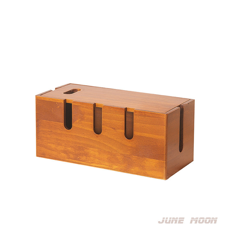 Solid Wood Cable Management Box, side view