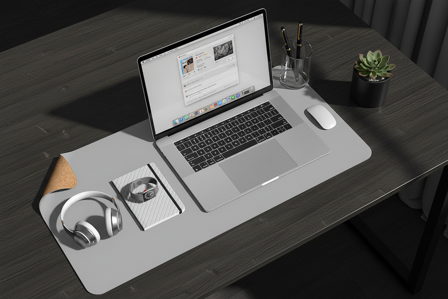 A desk that feels quiet.