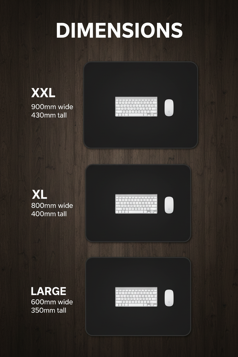 Desk Mat Dimension Infographic