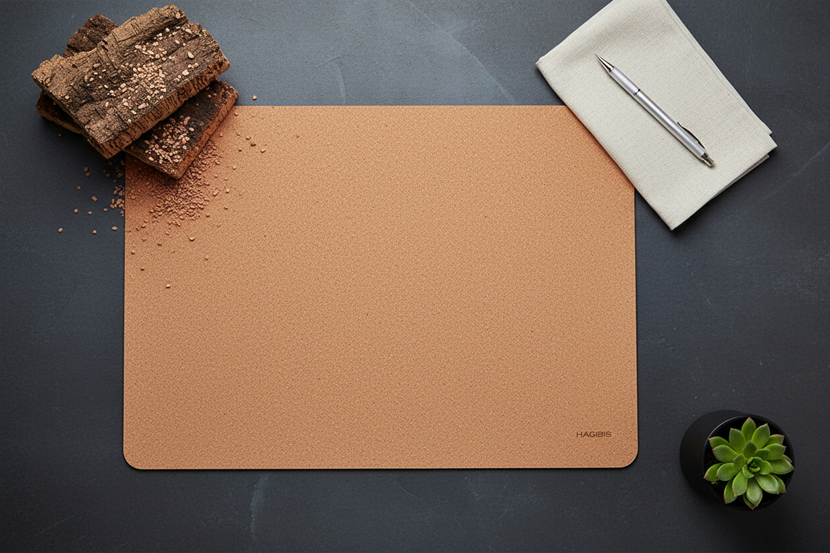 Natural Cork Desk Mat — Flat Lay