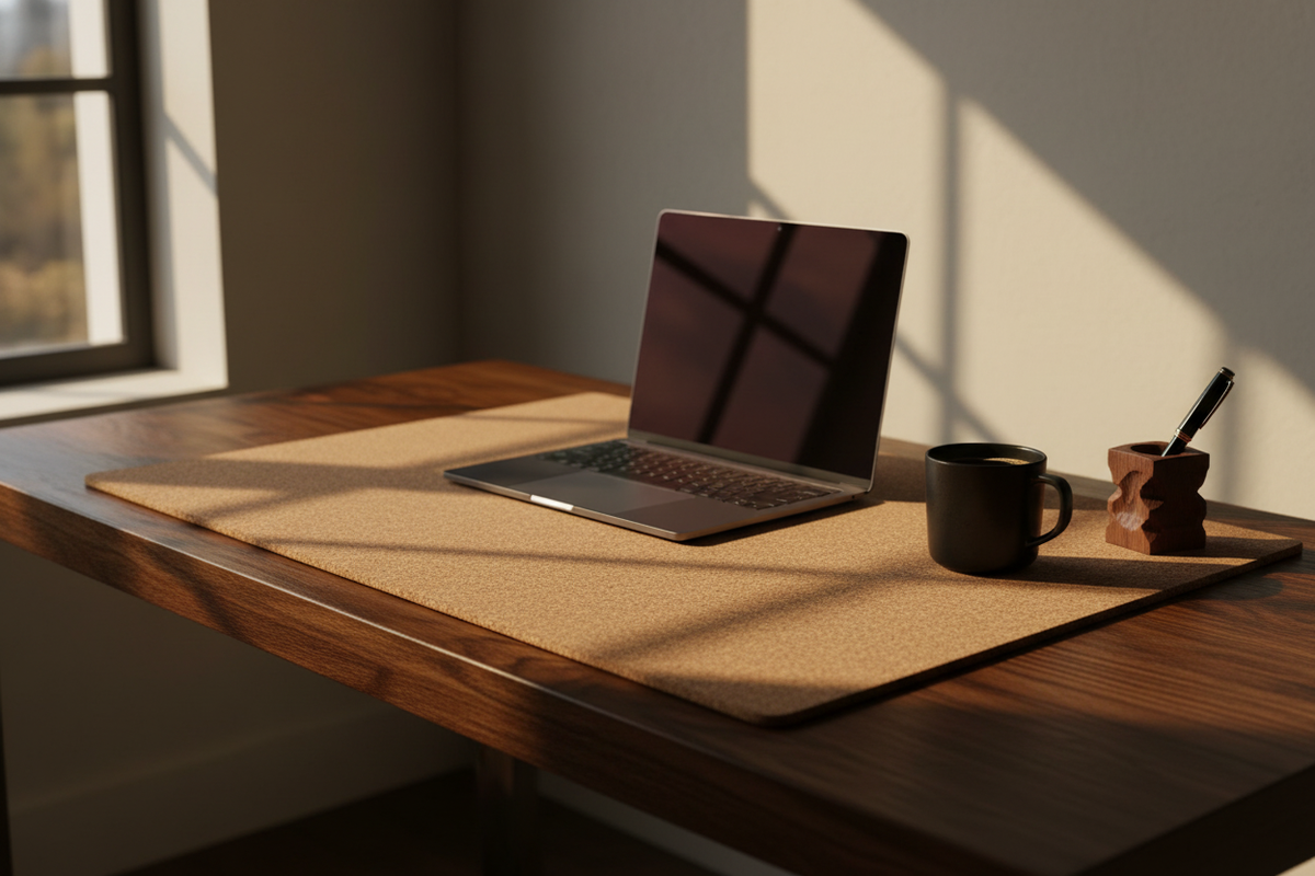 Natural Cork Desk Mat — Lifestyle
