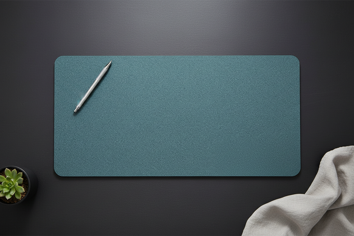Sea Blue Cork Desk Mat — Flat Lay